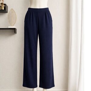 St. John Collection by Marie Gray Navy Knit Pants Wide Leg Pull-On Size 10